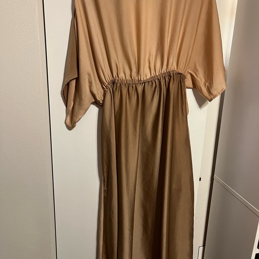 ODDY Satin Twist Front Colorblock midi Dress Size Large - Picture 6 of 6